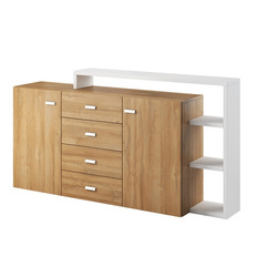 კომოდი 2 კარიანი 4 უჯრა BOTA გაფართოებით (White/Oak Grandson) 2482FG27