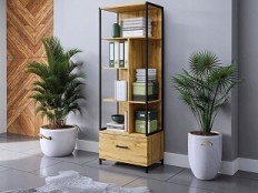 წიგნის კარადა უჯრით JENNA (Oak Wotan/Black) 24N0KN88