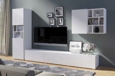 მისაღები ოთახი AKSEL (თეთრი/თეთრი პრიალა) Helvetia