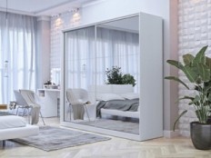 მოცურების კარადა NEW UNIVERSAL 2-კარიანი სარკეებით (თეთრი/სარკე) 2497KK18