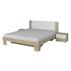Кровать 1600 + 2 тумбочки прикроватные VERA (Дуб сонома светлый/Белый) 22FADH51
