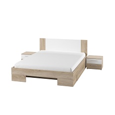 Кровать 1800 + тумбочки 2 шт. + 2 выдвижных ящика VERA (Дуб Сонома/Белый) 22FADH82