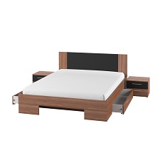 საწოლი 1800 + საწოლის მაგიდები 2 ც. + 2 უჯრა VERA (კაკლის წითელი/შავი) 229SDH82