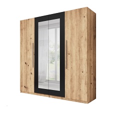 გარდერობი-4D ტიპი 20 VERA (მუხის არტიზანი/შავი)