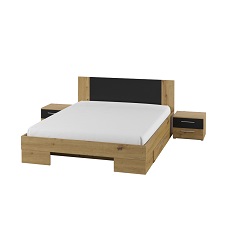 საწოლი 1800 + საწოლის მაგიდები 2 ც. + 2 უჯრა VERA (Oak Artisan/Black) 22RCDH82