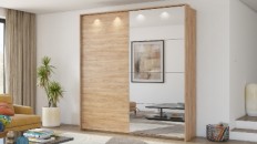 მოცურების კარადები CENTURY 2-კარიანი სარკეებით (Oak Camargue) 24Q1JT58