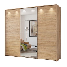 მოცურების კარადები CENTURY 3-კარიანი სარკეებით (Oak Camargue) 24Q1JT59