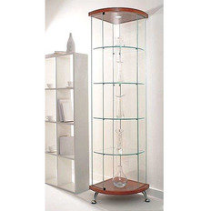 კუთხის შუშის ვიტრინა მოხრილი კარით As64.07 Astron შპონირებული