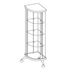 კუთხის ვიტრინა მოხრილი კარით As64.07(h=1247)-01 Lux მქრქალი მინანქრი