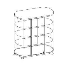 Витрина овальная As64.10(h=1247)-02 Lux Эмаль матовая