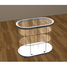 Витрина овальная со стеклянной вставкой в верхней столешнице As64.102-02 Эмаль матовая