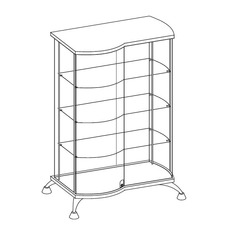 Витрина прямоугольная с гнутой дверью и боковиной As64.09(h=1247)-01 Lux Эмаль глянец