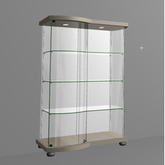 მართკუთხა ვიტრინა მოხრილი კარით და გვერდითი პანელით As64.09(h=1247)-02 Lux Laminate