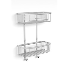 კედელზე ქრომირებული სწორი თარო 2 დონის 2 კაუჭით 253-70262 Langberger