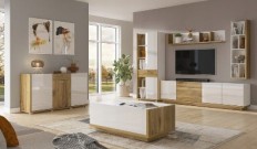 მისაღები ოთახი LARS (Light Flagstaff Oak/Gloss White) Helvetia