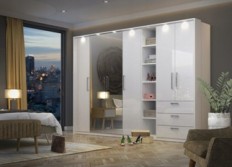 კარადები OPTIMA (თეთრი/თეთრი პრიალა) Helvetia