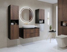 Enzo აბაზანის ავეჯის ნაკრები (შავი ონიქსი/ყავისფერი) ჰელვეტია