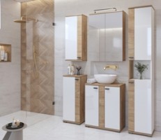 Fargo აბაზანის ავეჯის ნაკრები (მუხის ოქროს ნავსადგური/თეთრი სიპრიალის) ჰელვეტია