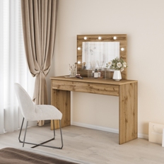 ტუალეტის მაგიდა 1 მოცურების ყუთით და Mirror Eva (Oak Vonan) 24N0NX49