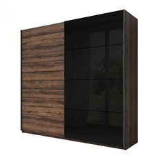 მოცურების გარდერობი 2-კარიანი სარკეების გარეშე BETA (Manastery Oak-შავი მინა) 24ZBEA69