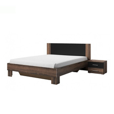 საწოლი 1600 + 2 საწოლის მაგიდა VERA (Manastery Oak/Black) 22ZBDH51