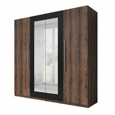 გარდერობი 4-კარიანი VERA (Monasteri Oak/შავი) 22ZBDH20