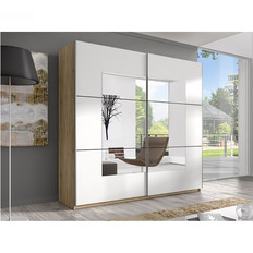 მოცურების კარადა BETA 2-კარიანი სარკეებით (San Remo მუხის განათება/თეთრი/სარკეები) 22AE1658