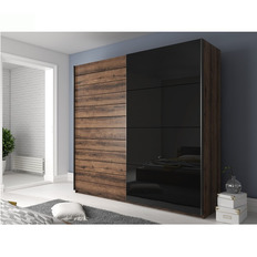 მოცურების კარადა GALAXY 2-კარიანი სარკეების გარეშე (მონასტრის მუხა/შავი მინა) 24ZBEA67