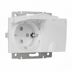 სოკეტი ორმაგი წყალგაუმტარი დამიწებით დამცავი საფარით და საკეტებით Werkel თეთრი W1172201 4690389178054