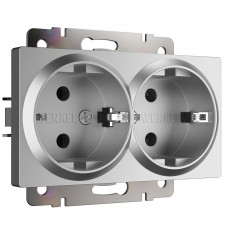 ორმაგი სოკეტი მიწით (ვერცხლის მქრქალი) W1172065