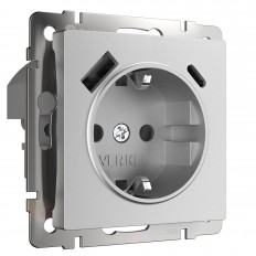 დასაბუთებული სოკეტი, ფარდები და USB ტიპი A+C (ვერცხლის მქრქალი) W1171765