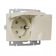 სოკეტი ორმაგი წყალგაუმტარი დამიწებით დამცავი საფარით და საკეტებით Werkel სპილოს ძვლისფერი W1172203 4690389178078