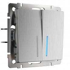 W1122109 Werkel ორმხრივი გადამრთველი უკანა განათებით (ვერცხლისფერი გოფრირებული)