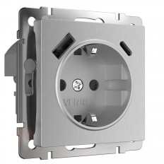 Werkel სოკეტი სწრაფი დამუხტვით USB Type A+C ვერცხლის ღარიანი W1171709 4690389176456