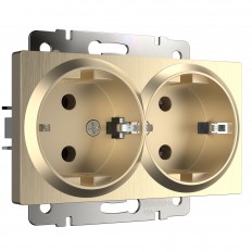 W1172010 Werkel Розетка двойная с заземлением (шампань рифленый)