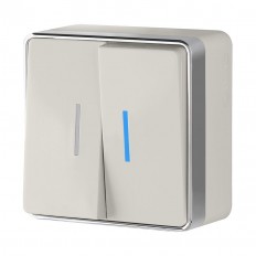 W5020103 Werkel Выключатель двухклавишный с подсветкой Gallant (слоновая кость)