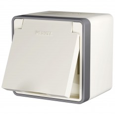 W5071203 Werkel Розетка влагозащ. с зазем. с защит. крышкой и шторками Gallant (слоновая кость)