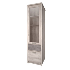 კაბინეტი ვიტრინით 1V1D1S, JAZZ (ნაირობის წაბლი/ონიქსი)