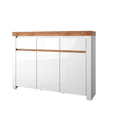 კარადა 3D3S TAURUS (მუხის ვოტანი/თეთრი პრიალა)