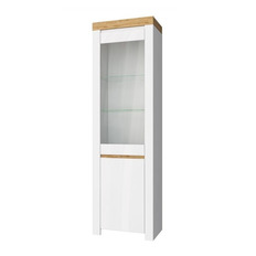 Шкаф с витриной  1V1D TAURUS (Белый/Дуб вотан)