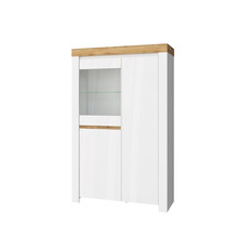 Шкаф с витриной 1V2D TAURUS (Белый/Дуб вотан)
