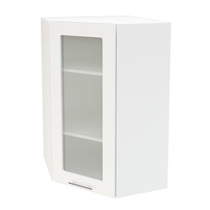 ზედა კუთხის კარადა მაღალი შუშით SHVUS 599 VALERIA 1 (თეთრი პრიალა) 590 მმ