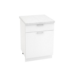 ქვედა კარადა 1 უჯრით ერთი ფოთლით SHN1YA 600m VALERIA 1 (თეთრი პრიალა) 600 მმ