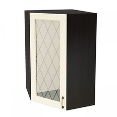 ზედა კუთხის კარადა მაღალი შუშით SHVUS 599 NICE (მუხის ტექსტურირებული კრემი) 590 მმ