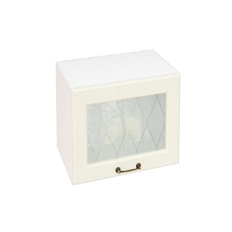 ზედა ჰორიზონტალური კარადა მაღალი შუშით SHVGS 509 NICE (მუხის ტექსტურირებული კრემი) 500 მმ