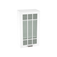 Шкаф верхний со стеклом высокий ШВС 509 ПРАГА (Белое дерево) 500 мм