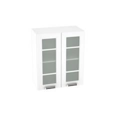 Шкаф верхний со стеклом ШВС 600 ПРАГА (Белое дерево) 600 мм