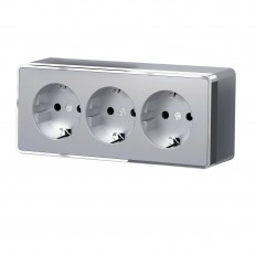 W5073106 Werkel სამმაგი სოკეტი დამიწებით და ფარდები გალანტი (ვერცხლი)