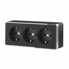 W5073135 Werkel სამმაგი სოკეტი დამიწებით და ფარდებით Gallant (შავი Werkelchrome)