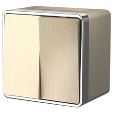 Выключатель двухклавишный влагозащищенный Werkel Gallant шампань рифленый WL15-03-02 4690389129674